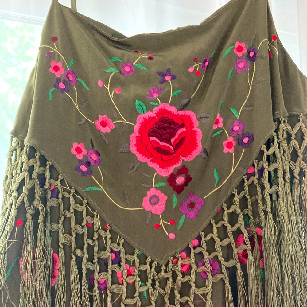 Sue Wong embroidered fringe dress